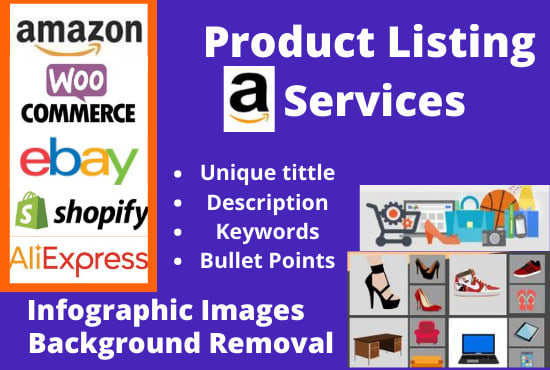 I will do product listing on amazon,shopify,wordpress, ebay, etsy, wix,