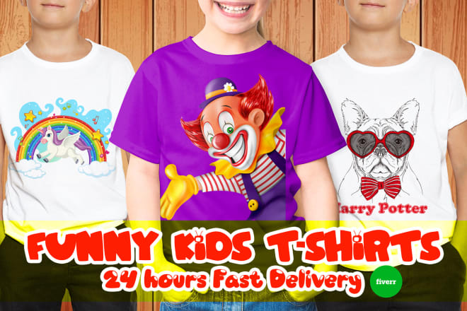 I will do professional eye catching kids, cat, dog, animals, funny t shirt design