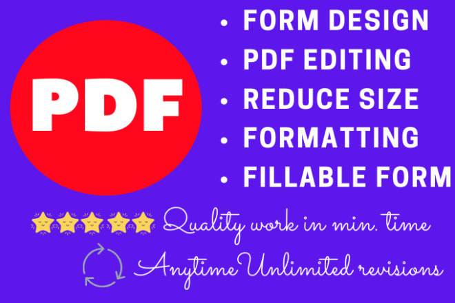 I will do professional PDF editing or fillable form creation