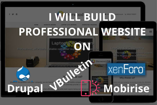 I will do professional website on drupal vbulletin xenforo mobirise