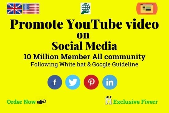 I will do promote youtube video on social media