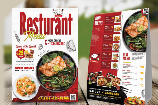 I will do restaurant menu design, digital menu or food flyer