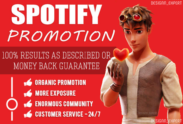 I will do spotify promotion or spotify music promotion to organic people