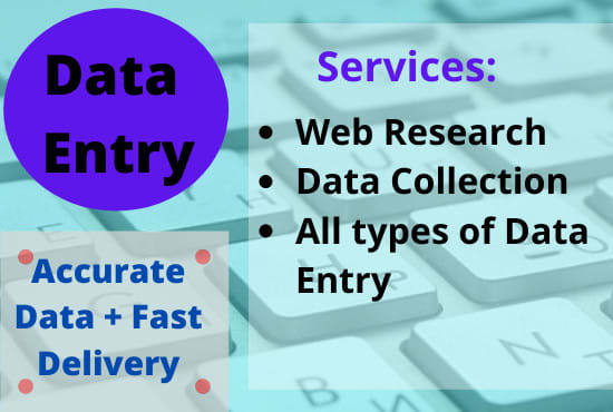 I will do the fastest data entry and web research work