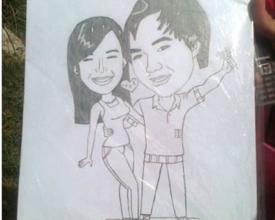 I will draw a caricature of you and your special someone using a pencil