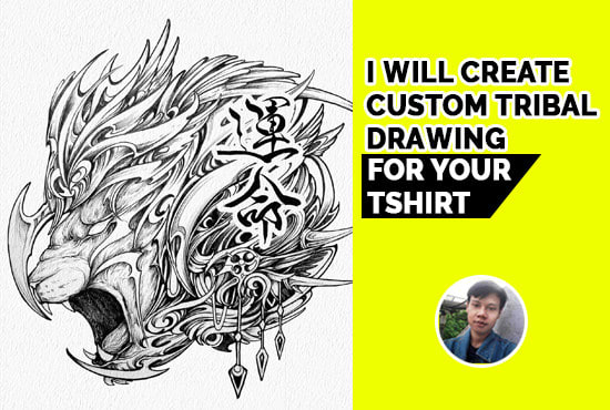 I will draw a cool custom tribal tshirt design