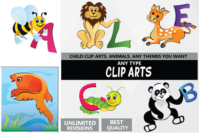 I will draw children clipart, animal clip art, line art, any object or illustrations