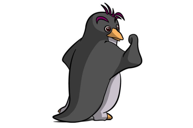 I will draw one cartoon penguin