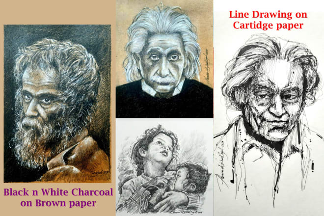 I will draw portrait, caricature pencil sketch with modern style