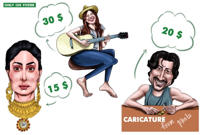 I will draw professional cartoon caricature from photo