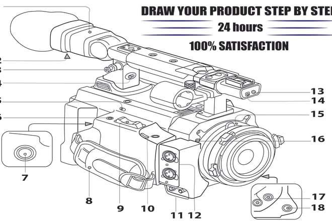 I will draw vector line drawing line art instruction manual