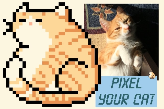 I will draw your cat or pet in pixel art