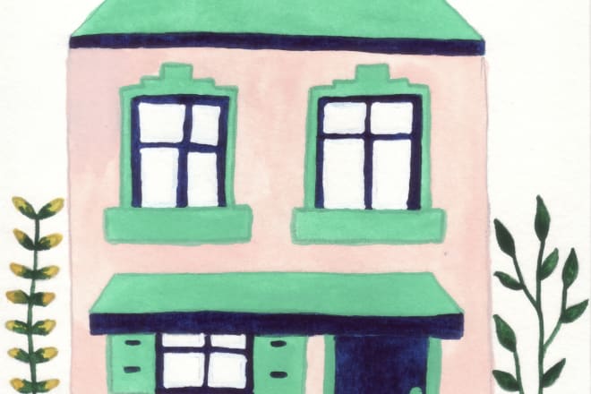 I will draw your house in my style with watercolor