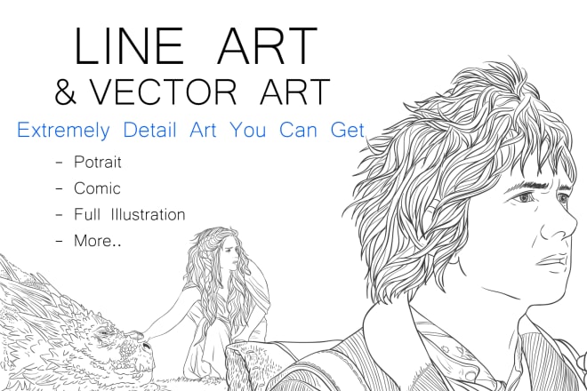 I will drawing line vector art illustration of anything