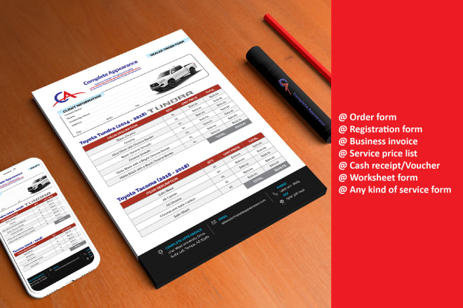 I will edit or design PDF order form, invoice with free fillable format