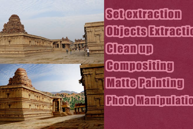 I will extract base plates and elements for your matte painting