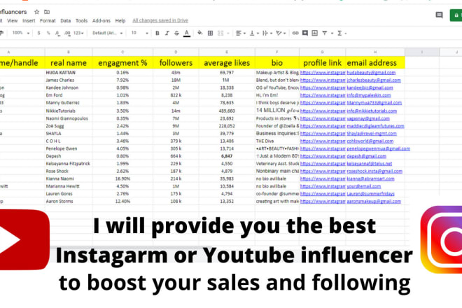 I will find top youtube and instagram influencer to boost your sales