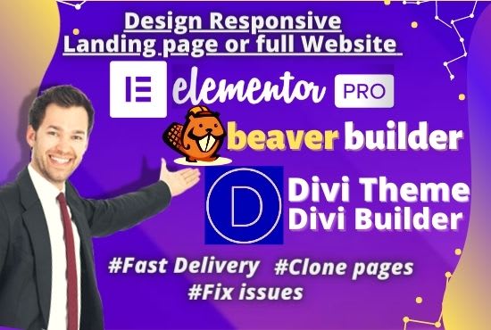 I will fix or create website with divi theme or elementor pro or beaver builder