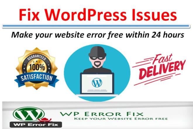 I will fix wordpress issues, wordpress errors