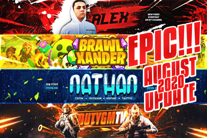 I will make a professional and eye catching youtube banner, header