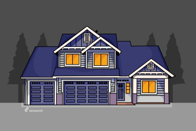 I will make a simple house vector illustration