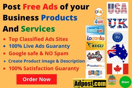I will post free ads of your business products in online marketplaces