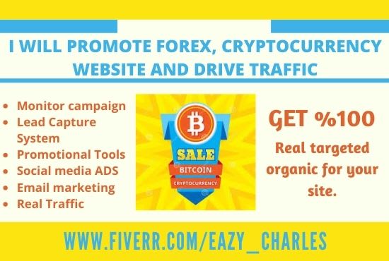 I will promote forex, cryptocurrency website and drive traffic