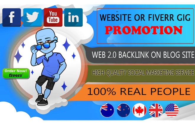 I will promote your website, fiverr gig, business and product to active social network