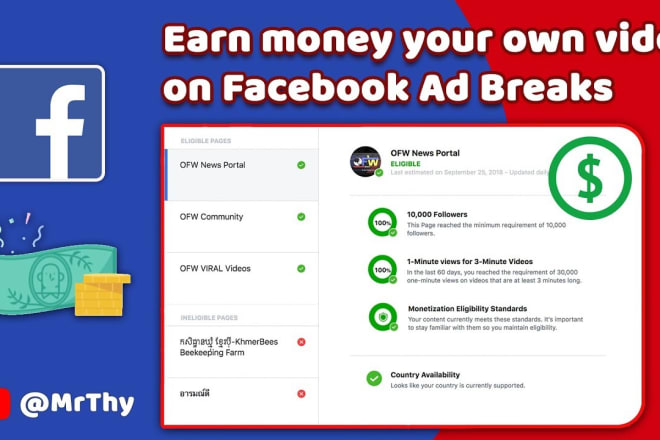 I will provide ads break services and facebook in stream ads or country availability