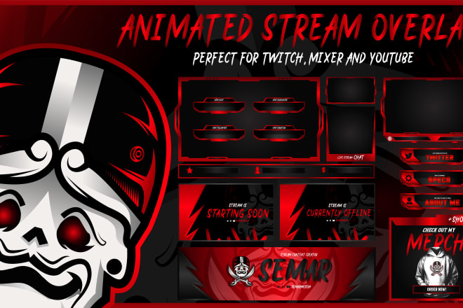 I will provide animated overlay pack for twitch, mixer and streamer