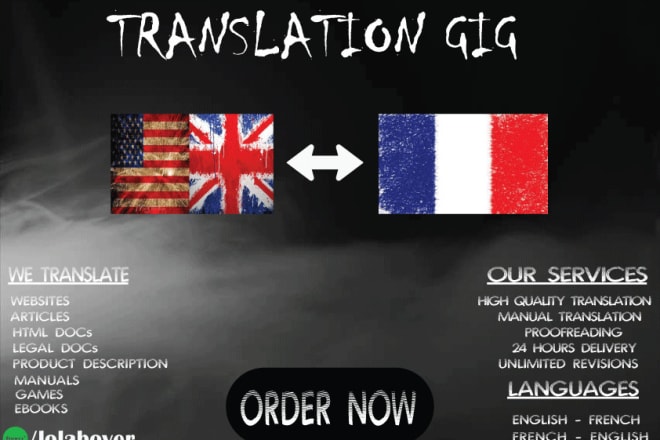 I will provide english to french translation