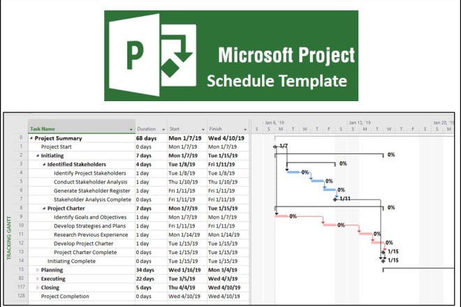 I will provide one microsoft project schedule template