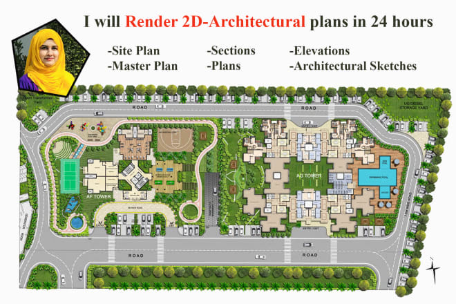 I will render architectural site plan, master plan, floor plan, elevation