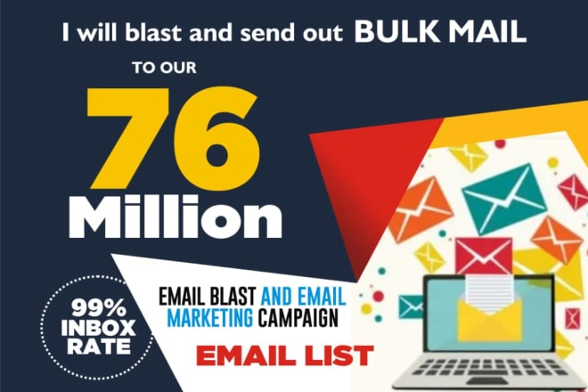 I will send 76,000,000 email blast, email campaign, email marketing and HTML template