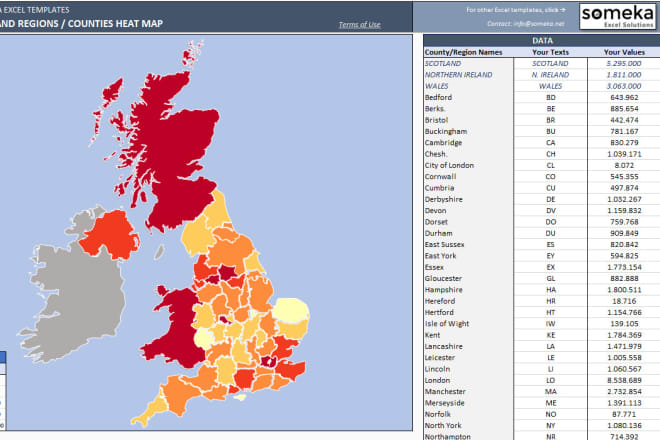 I will send you UK heat map generator in excel