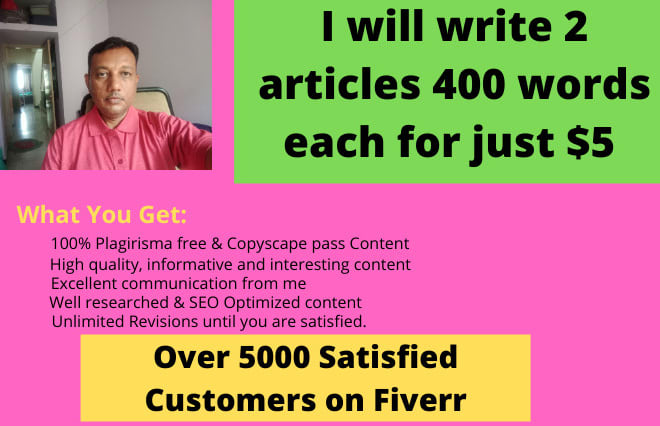 I will write 2x 400 word SEO articles or blog posts