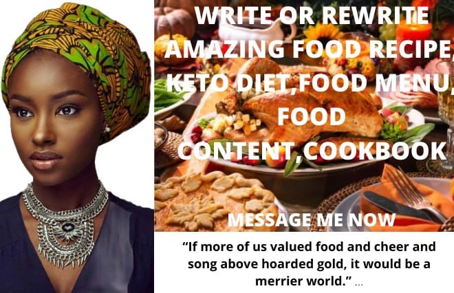 I will write or rewrite amazing food recipe, keto diet,food menu, food content,cookbook