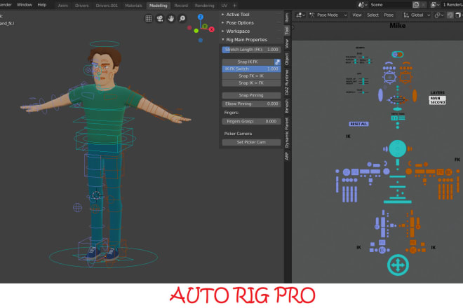 I will add 3d rig to your 3d character on blender