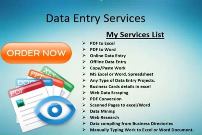 I will be a data entry specialist, internet researcher, dedicated virtual assistant
