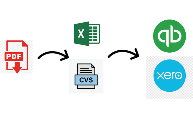 I will convert pdf to cvs to import in quickbooks online and xero
