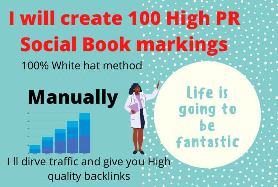 I will create 100 high PR social book markings manually