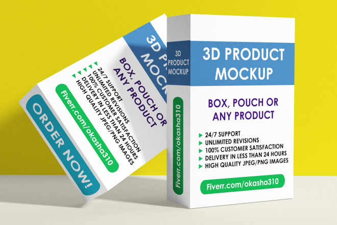 I will create 3d box,pouch or any product mockup design in 24 hours