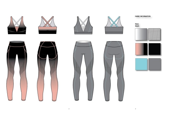 I will create active wear and fitness clothing design and tech file