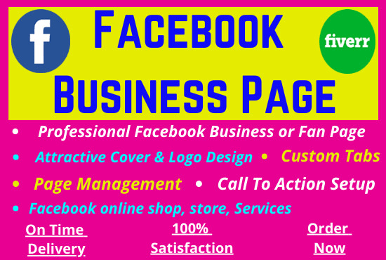 I will create and set up your facebook business page, fan page,shop