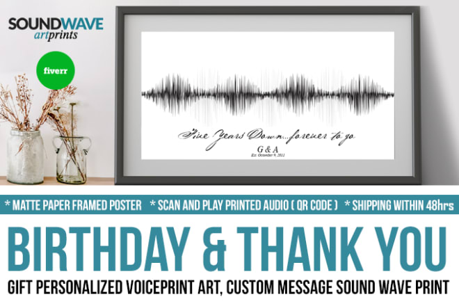 I will create birthday gift personalized voice print art poster