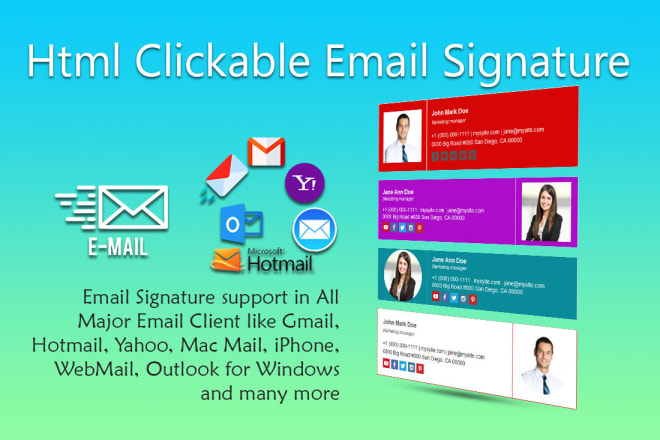 I will create clickable html email signature