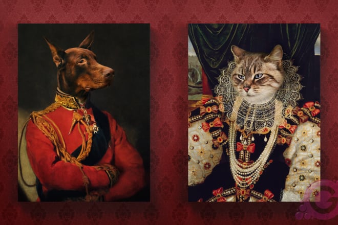 I will create custom royal pet portrait renaissance historical oil paint dog cat gift