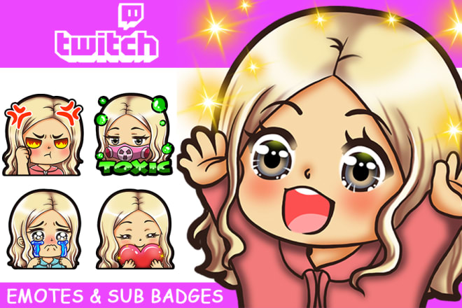 I will create for you chibi twitch emotes, sub badges