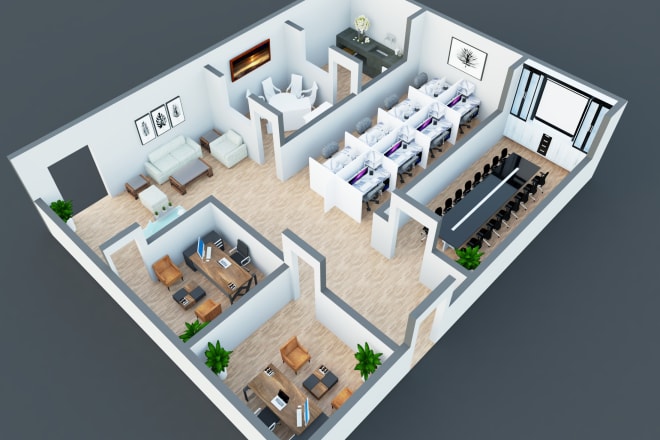 I will create interiors 3d floor plans and exterior