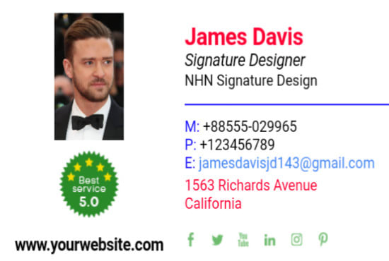 I will create professional clickable HTML email signature